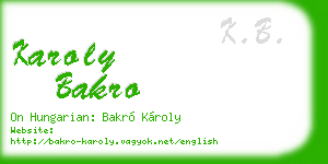 karoly bakro business card
