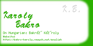 karoly bakro business card